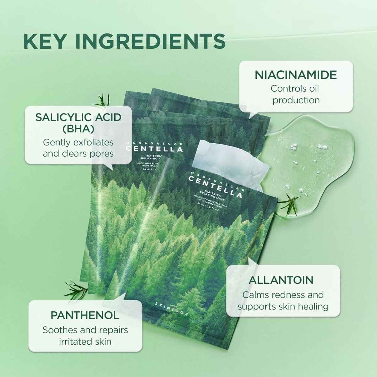 SKIN1004 Madagascar Centella Tea-Trica Relaxing Mask 24ml - 5 Masks