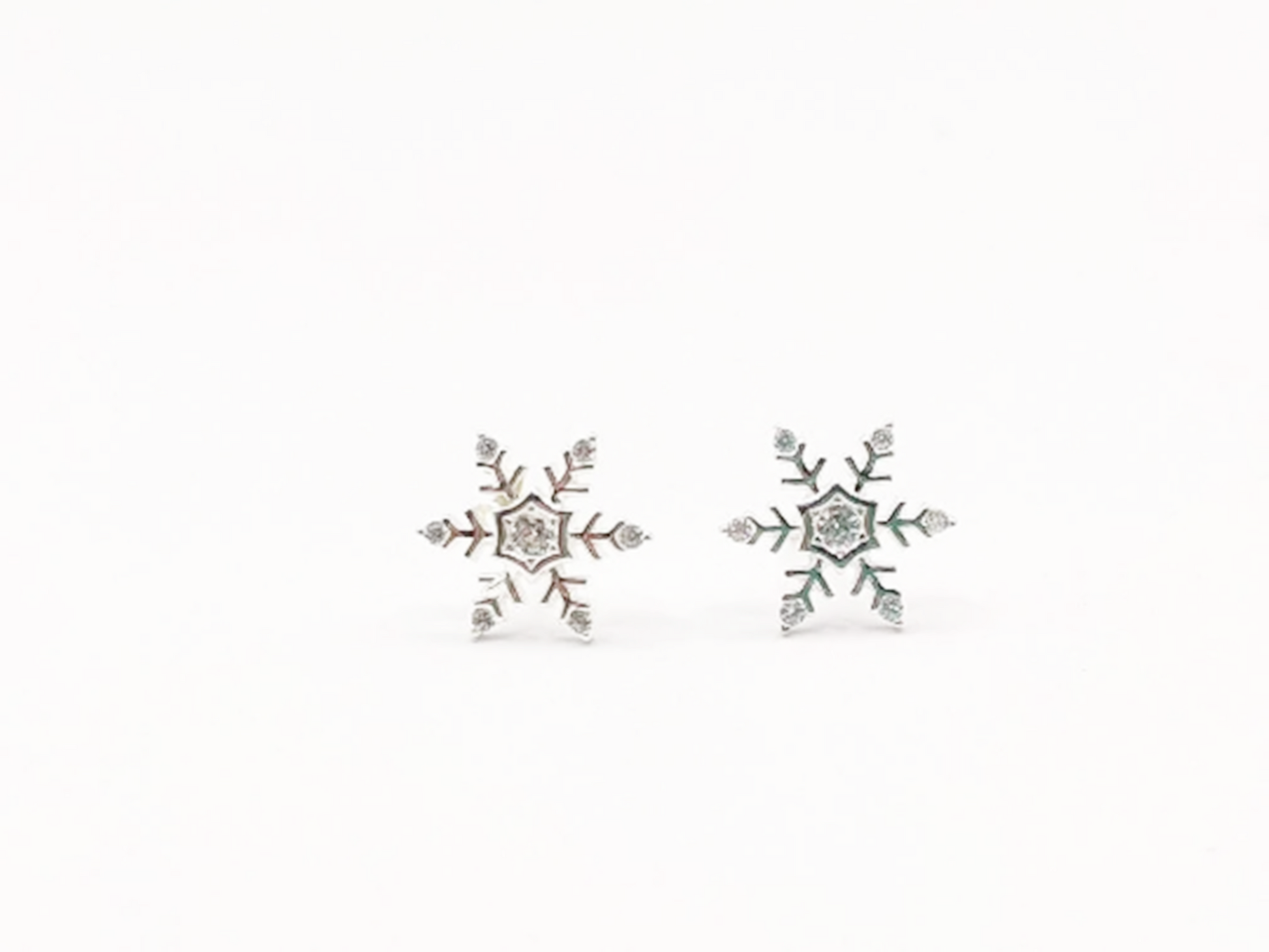 Snowflake CZ Studs in Sterling Silver