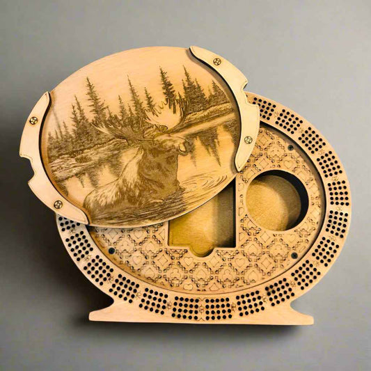 Personalized 4-Track  Cribbage Board – Handcrafted, Custom Engraved & Stand-Up Display