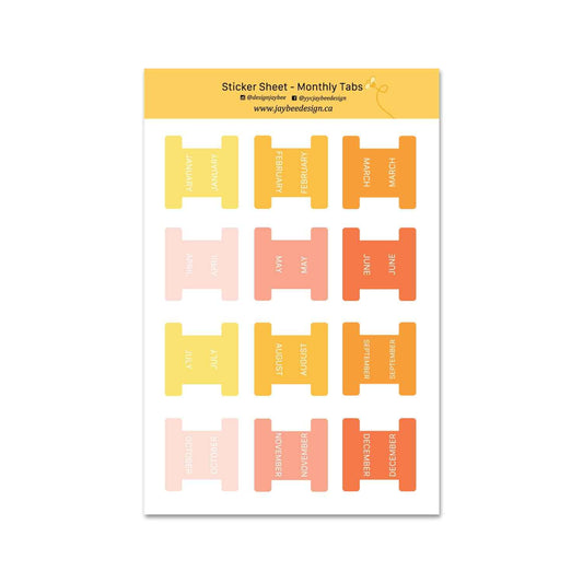 Monthly Tab Sticker Sheet