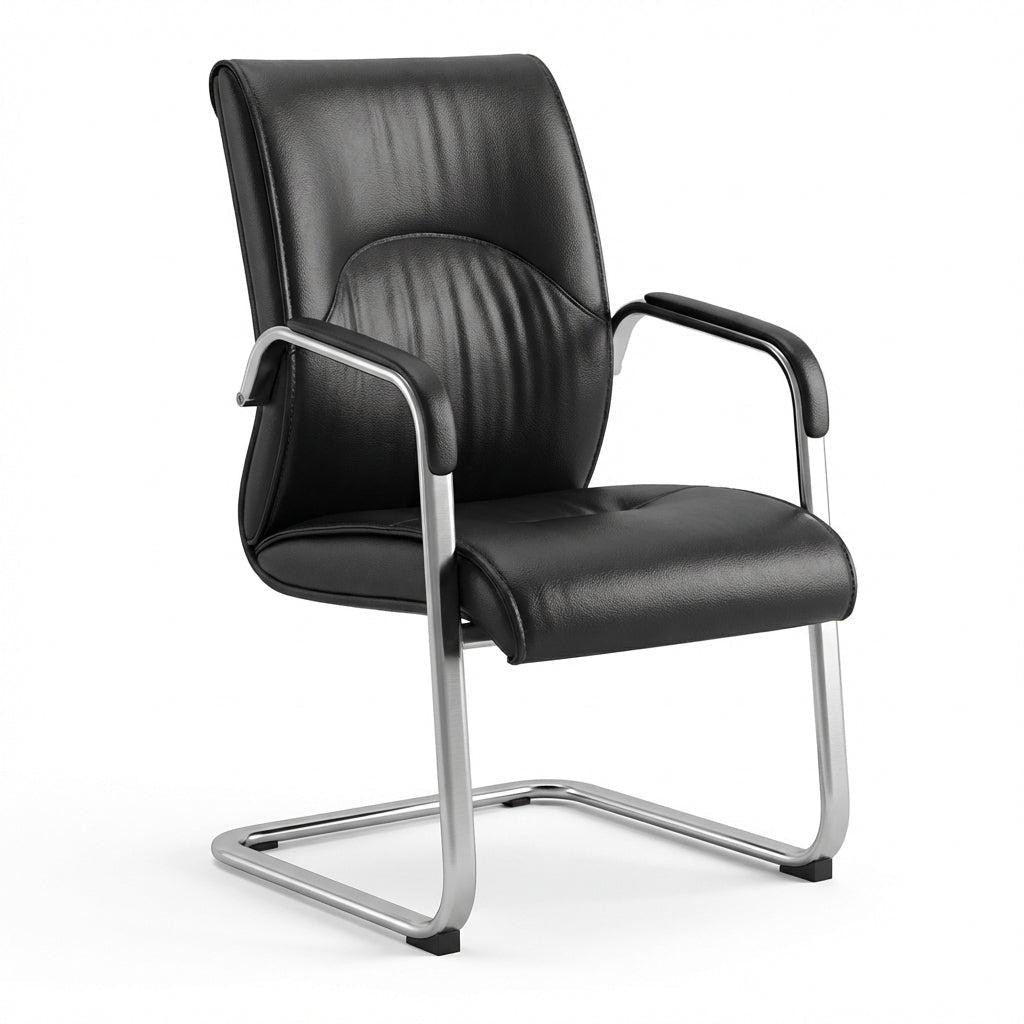 Marrakech Premium Black Leather Visitor Chair