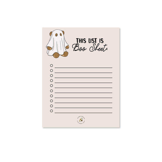 This List Is Boo Sheet Notepad