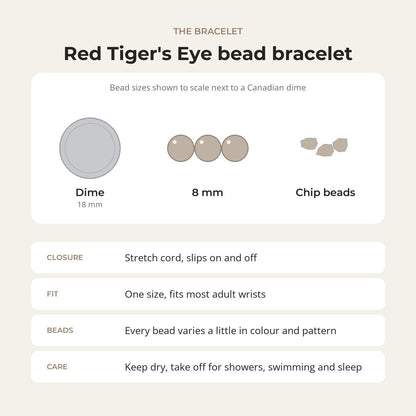 Tiger's Eye Red Bead Bracelet
