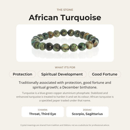 Turquoise African Round Bracelet - 8mm