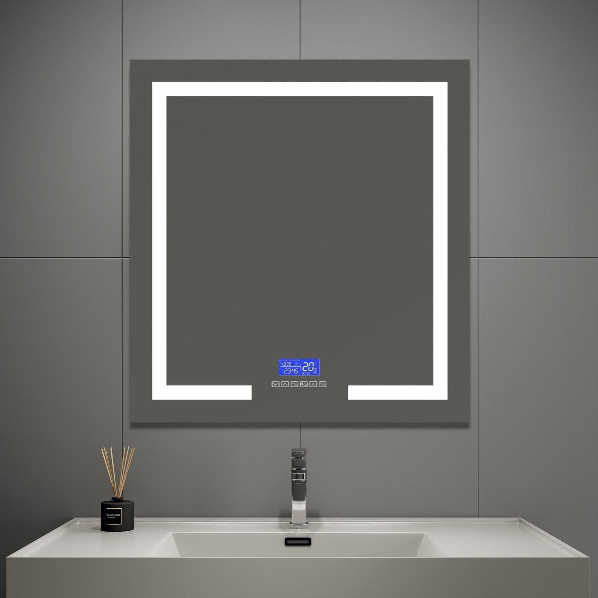 30" / 36" LED Bathroom Mirror with Bluetooth Speaker & Clock, Anti-Fog